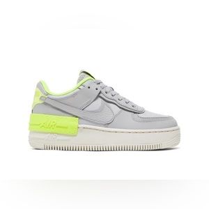 Nike Air Force 1 Shadow 'Atmosphere Grey' size 5 leather grey neon yellow
